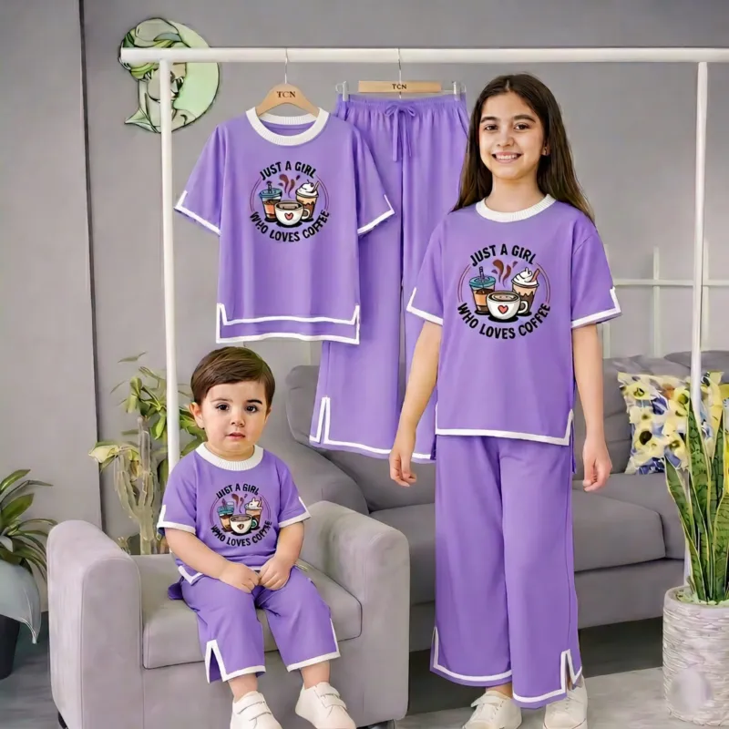 Kids' Half Sleeve Dyed Cotton T-Shirt and Pant Set, 2 to 12 Years