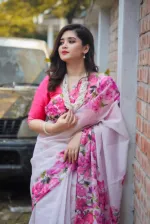 Chanduri Silk Digital Print Saree with Blouse Piece, 6 Colours