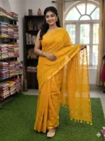 Half Silk Saree with Full Embroidery, Without Blouse Piece