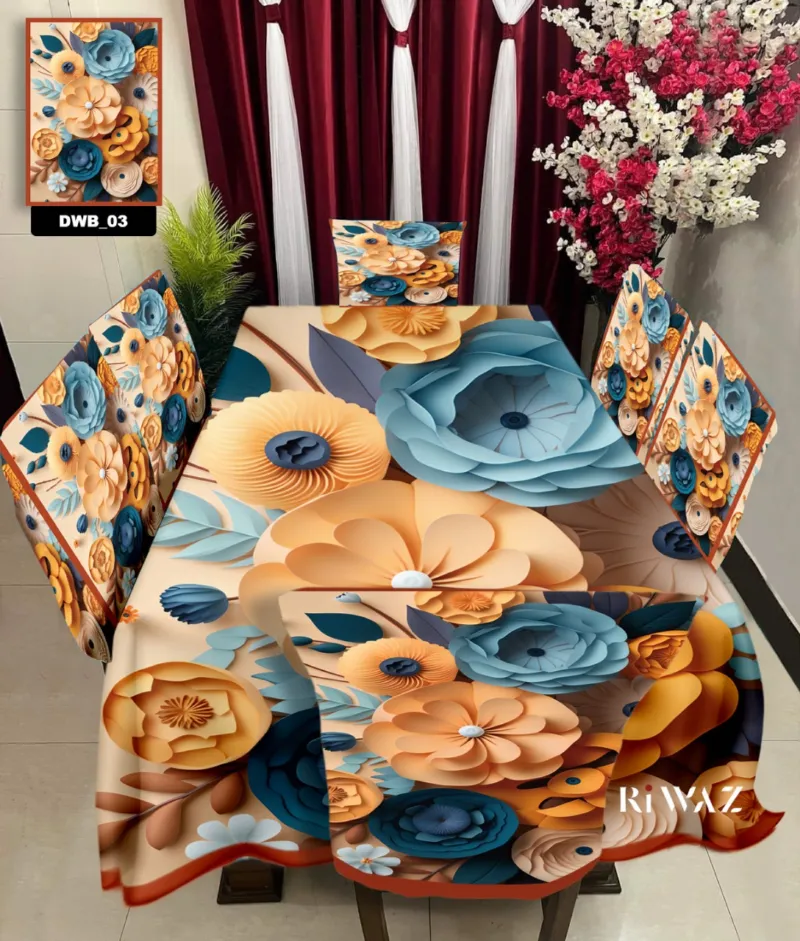 ডাইনিং চেয়ার ও টেবিল কভার সেট, 3D প্রিন্ট, 18 x 21 ইঞ্চি