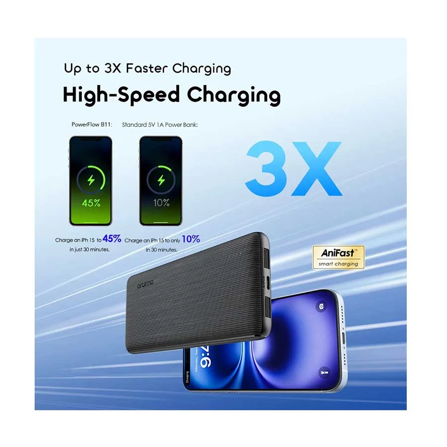 Oraimo PowerFlow B11 10000mAh 15W Power Bank Black