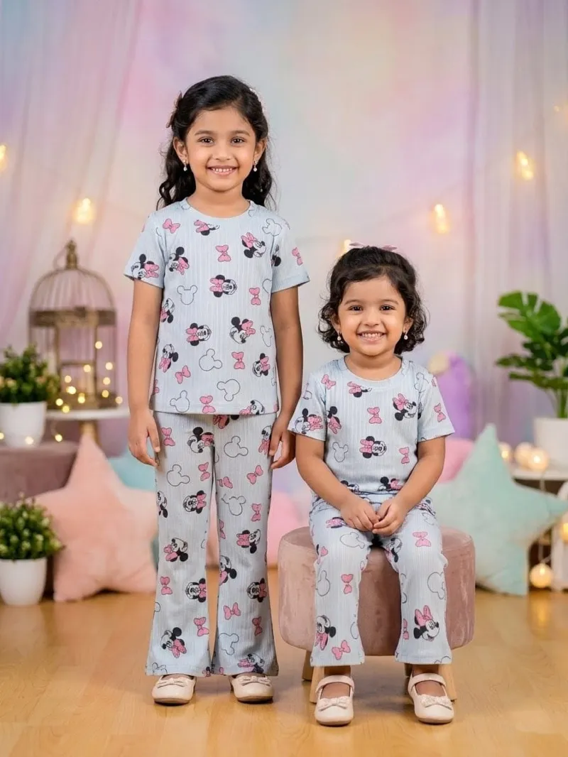 Kids' Half Sleeve Cartoon Tee and Pant Set, 6 Colours, 2 to 8 Years