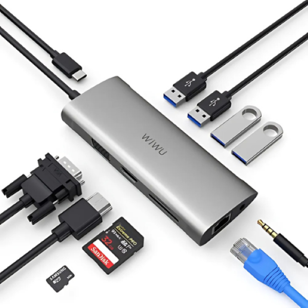 WiWU Alpha A11 in 1 USB টাইপ সি হাব – ধূসর