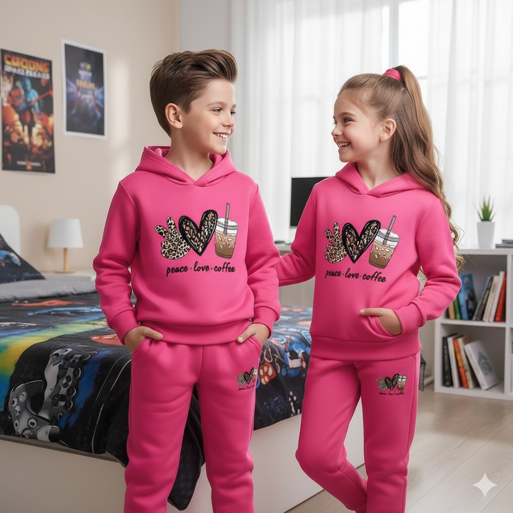 Kids Brushed Hoodie and Pant Set, Hoodie Chest 22 to 32 Inch