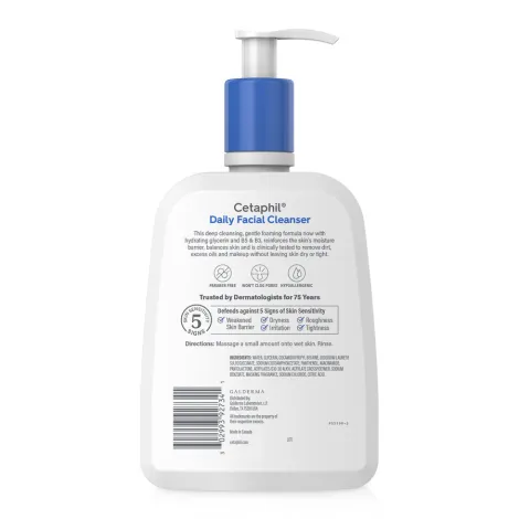 Cetaphil ডেইলি ফেসিয়াল ক্লেনজার, ফ্র্যাগরেন্স-ফ্রি, নরমাল টু অয়েলি স্কিন 437ml