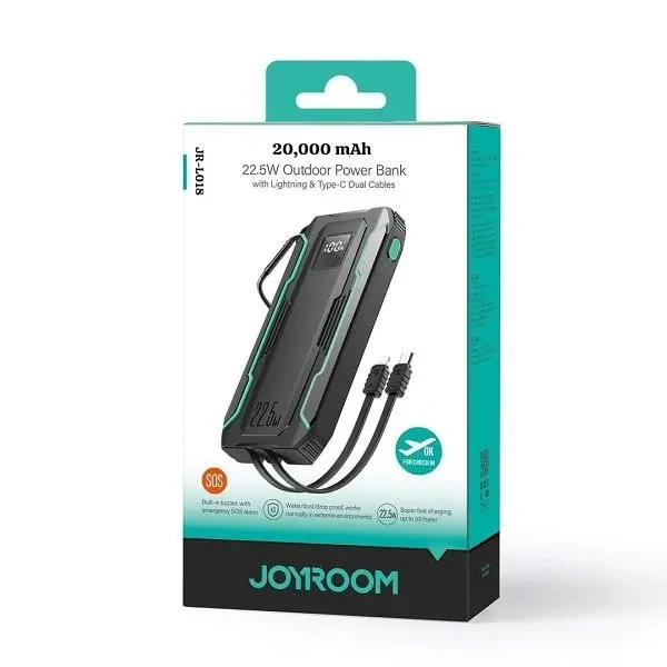 জয়রুম JR-L018 22.5W 20000mAh পাওয়ার ব্যাংক ডুয়াল কেবল সহ