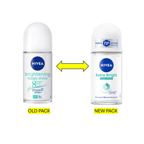 NIVEA ব্রাইটেনিং হ্যাপি শেভ 8 সুপার ফুড 48 ঘণ্টা রোল-অন 50ml