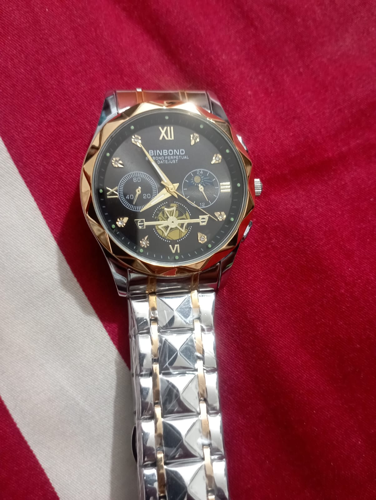 BINBOND B1236 ছেলেদের Tourbillon ডায়াল কোয়ার্টজ হাতঘড়ি, স্টেইনলেস স্টিল