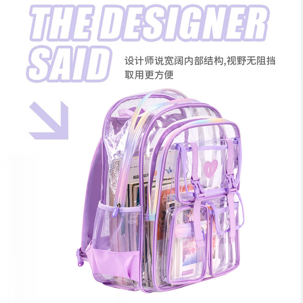 Sesame Baby Cute Transparent Waterproof Kids Backpack - Purple