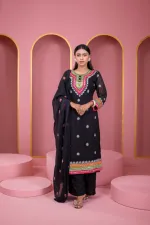 Women's Readymade Georgette Three Piece, Dollar Work, 46 Inch Kameez