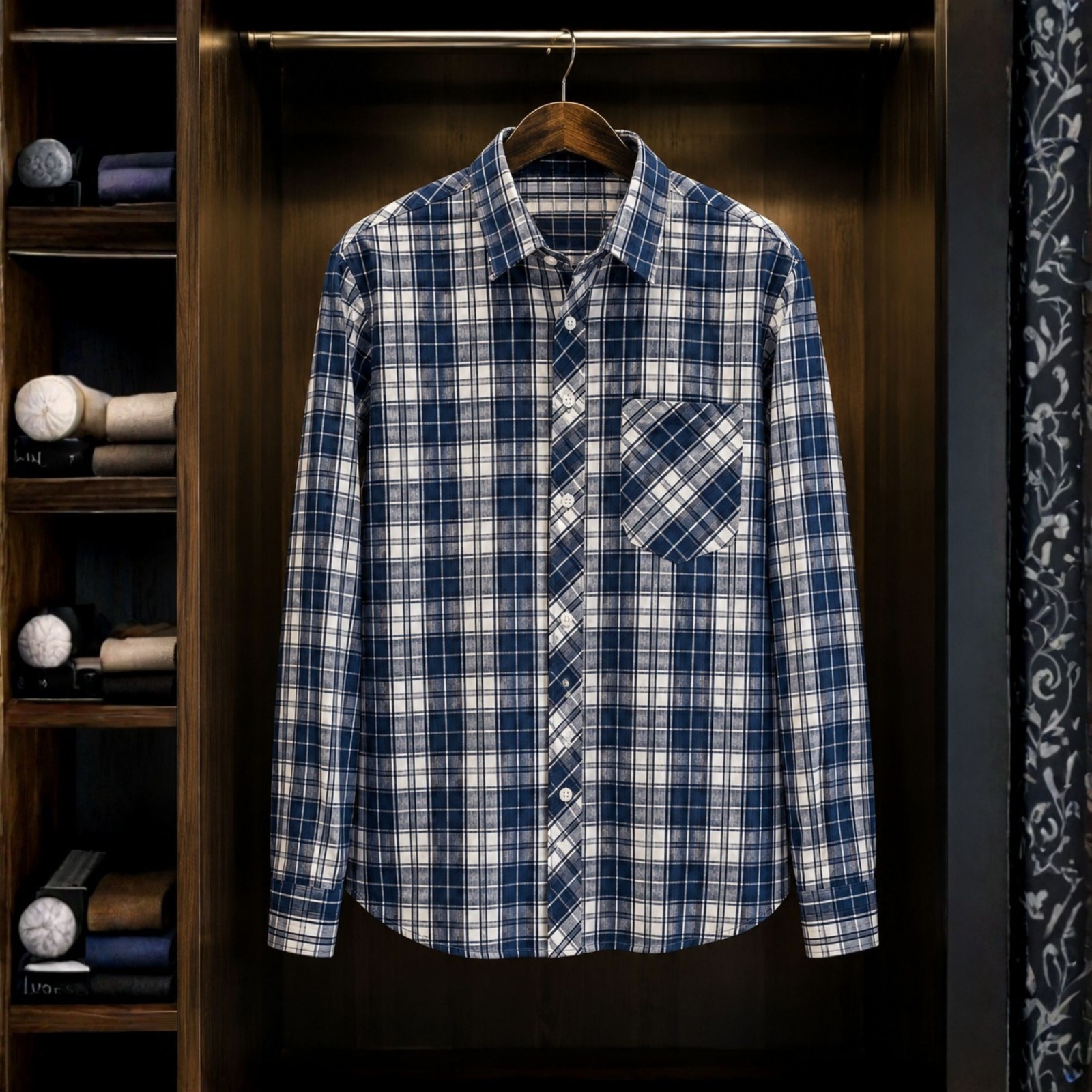 Men's Formal Check Shirt in Oxford Cotton, Collar 15 to 16.5