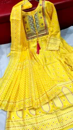 সিকুইন এমব্রয়ডারির লিনেন থ্রি পিস, ফ্রি সাইজ 42