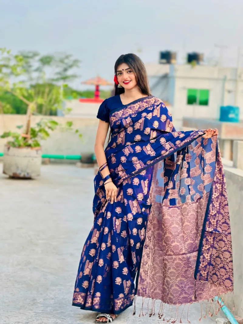 Tant Jamdani Saree in 3 Colours, 12 Haath, No Blouse Piece