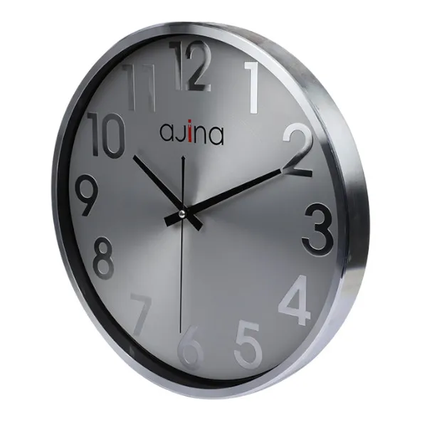 Ajina Deluxe রাউন্ড ওয়াল ক্লক ডিজিট ছাড়া – সিলভার