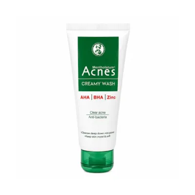 Rohto Acnes Mentholatum AHA BHA Zinc ক্রিমি ফেস ওয়াশ 100g