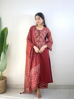 সফট কটন চুনরি প্রিন্ট থ্রি-পিস, গ্লাস ওয়ার্কসহ, 6টি রঙ