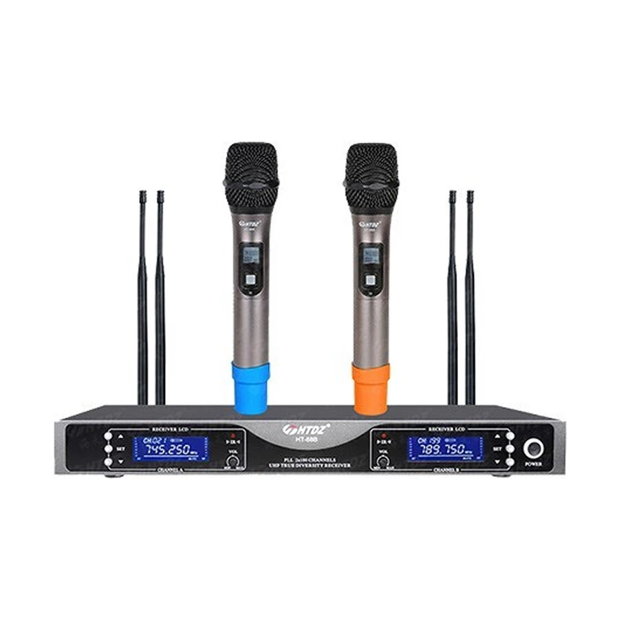 HTDZ HT-88B UHF Wireless Microphone System with 2 Handheld Mics
