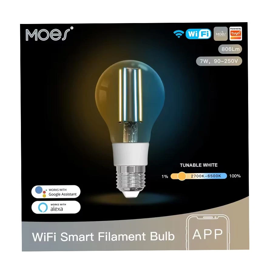 Moes WB-TDA7-F-E27 7W WiFi Smart Filament Light Bulb