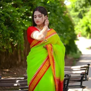হাফ সিল্ক মধুরাই শাড়ি 12 হাত