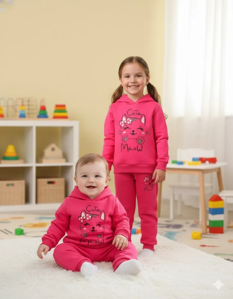 Unisex Kids Hoodie and Pant Set, One Side Brush, 6 Colour Choices