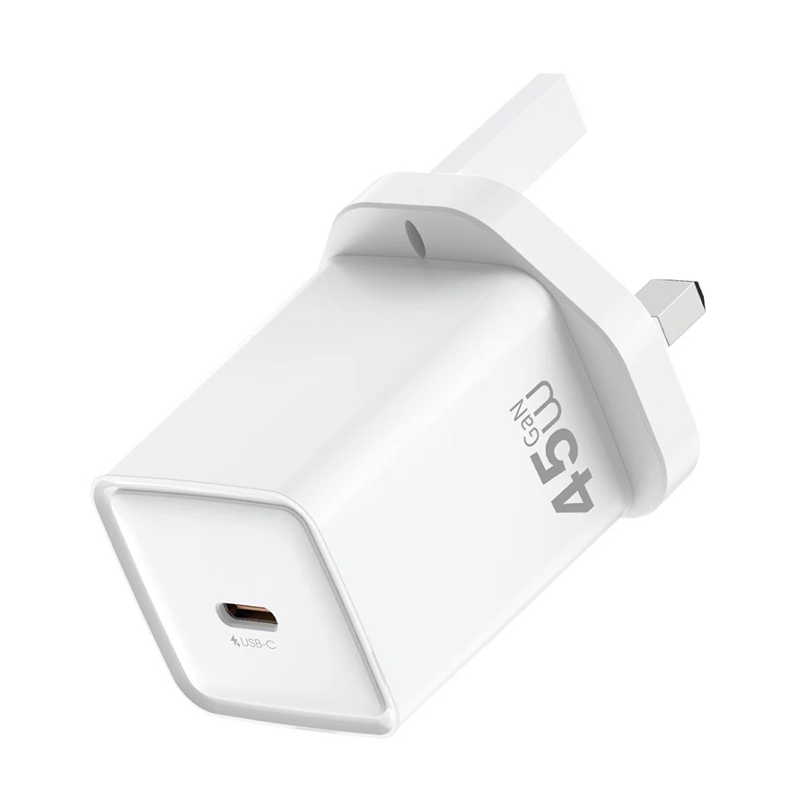 WiWU Essen 45W GaN USB-C Charger White (3 Pin, UK)