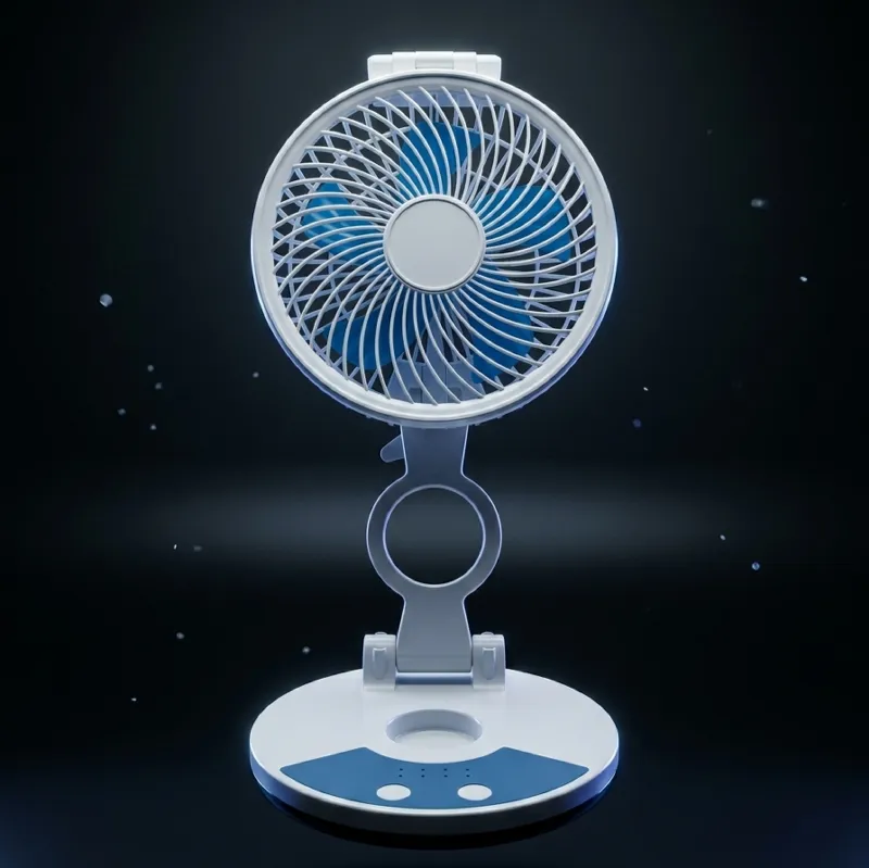 ZT রিচার্জেবল ফোল্ডিং ডেস্ক ফ্যান, LED লাইটসহ
