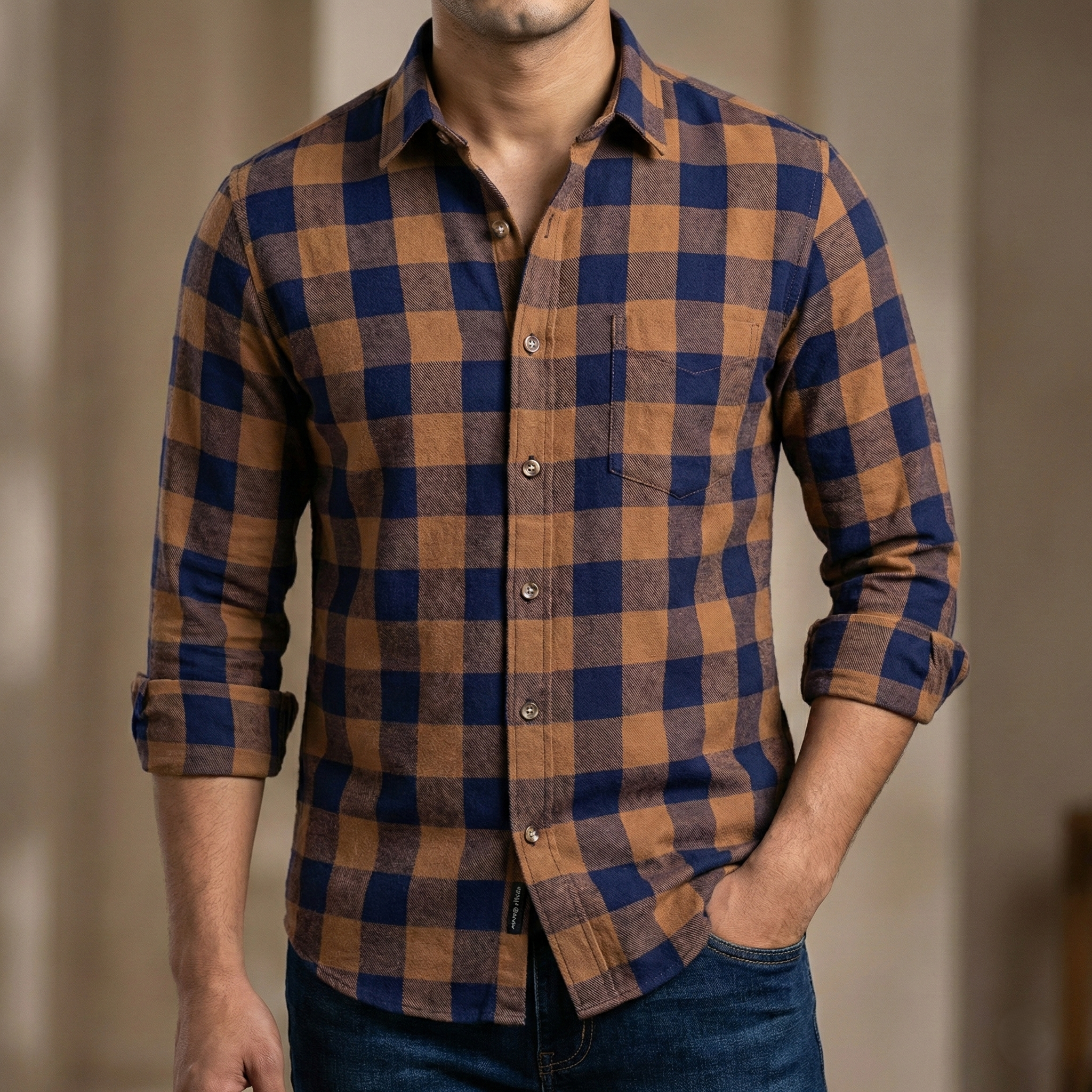 পুরুষদের লং স্লিভ চেক শার্ট