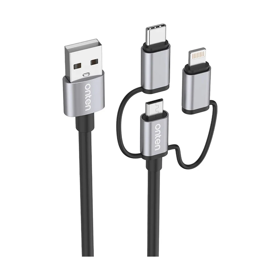 Onten OTN-US37A USB to USB-C, Lightning & Micro-USB Cable 1.8m Black