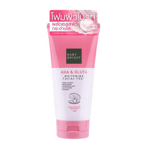 Baby Bright Aha & Gluta Whitening Facial Foam 120g (Thailand)