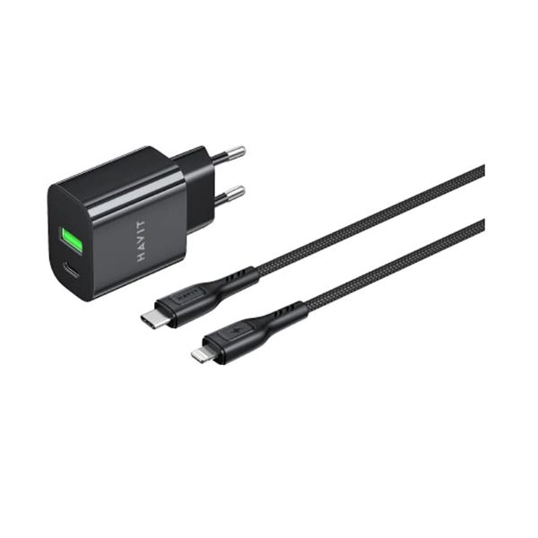 হাভিট ST925 ইউএসবি ও ইউএসবি-সি 20W ব্ল্যাক চার্জার