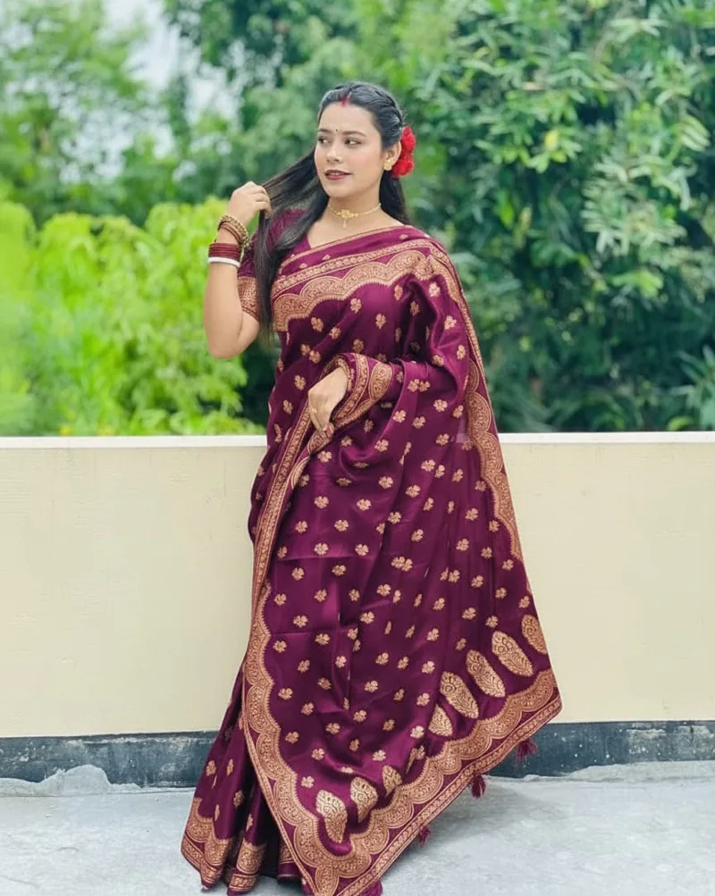 Screen Printed Silk Saree and Blouse Piece Set, 6 Colours