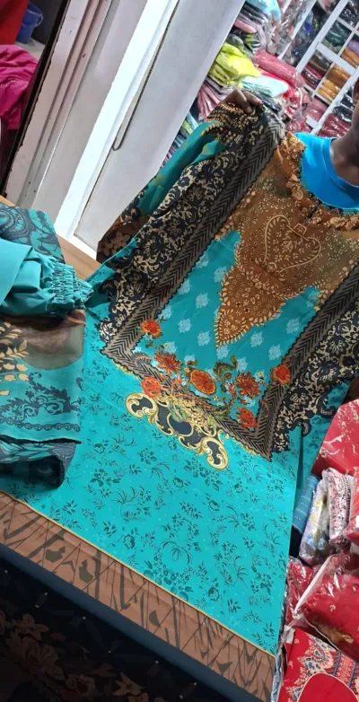 Women's Micro Fabric Three Piece with Butter Silk Salwar, XL and XXL