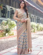 মেয়েদের চান্দুরি সিল্ক শাড়ি, ডিজিটাল প্রিন্ট ও ট্যাসেলসহ