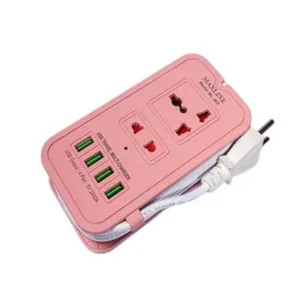 Maxline ML-604 ট্রাভেল মাল্টি চার্জার ও এক্সটেনশন সকেট, 4 USB পোর্ট, 2 সকেট, 6 ফুট ক্যাবল