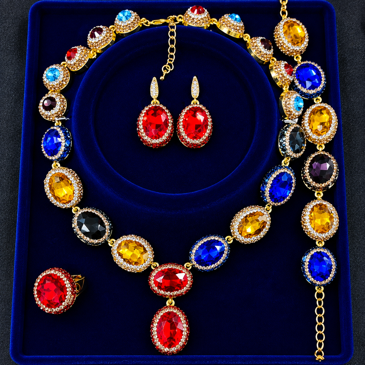 Premium Bridal/Party Multicolor Stone Jewelry Set