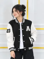Brushed Cotton Varsity Jacket for Men and Women, Sizes M to XL