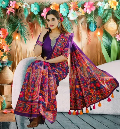 চান্দুরি সিল্ক ডিজিটাল প্রিন্ট শাড়ি, 12.5 হাত, 5 রং