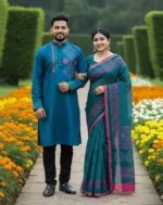 Couple Boutique Silk Saree and Panjabi Set, 13.5 Haath Saree