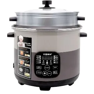 VISION 1100W MC-3.0 লিটার স্টেইনলেস স্টিল স্মার্ট রাইস কুকার, থার্মাল সেফটি ফিউজসহ (ডাবল পট)