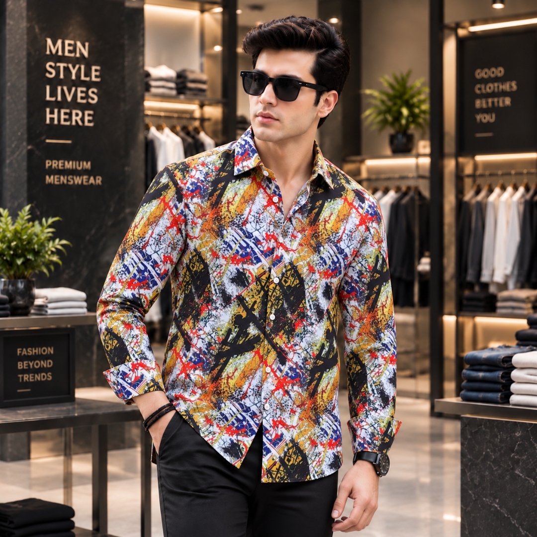 Men's Full Sleeve Micro Stitch Digital Print Shirt, M to XXL