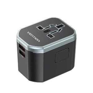 Vention 20W 3-পোর্ট USB (C + A + A) ইউনিভার্সাল ট্রাভেল অ্যাডাপ্টার (FJCB0)