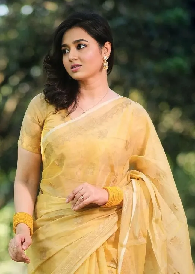 প্রতিদিনের জন্য হালকা সেমি মসলিন শাড়ি, 14 হাত