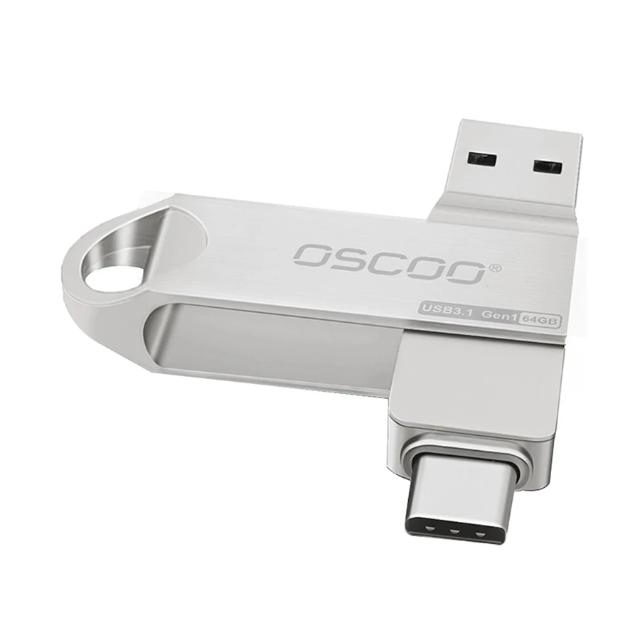 OSCOO CU002 64GB USB 3.1 Gen 1 & Type-C OTG Silver Pen Drive
