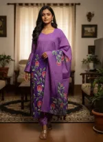 আনস্টিচড হ্যান্ড প্রিন্ট থ্রি পিস, 45 ইঞ্চি কামিজ, 90 ইঞ্চি ওড়না