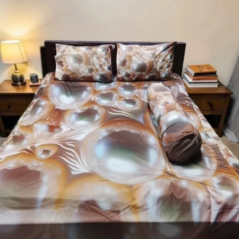 3D Print King Size Bed Sheet Set, 4 Pieces with Pillow Covers