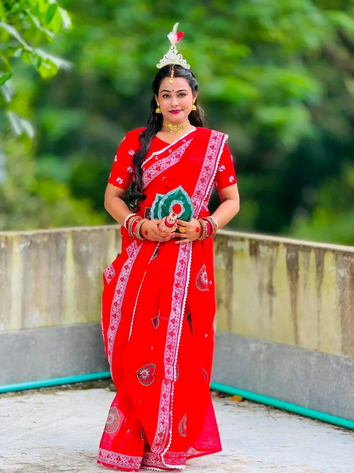 Puja Cotton Saree with Betel Leaf Panpata Motif, 4 Colours