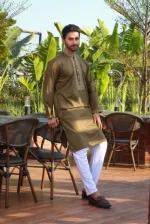 Men's Embroidered Cotton Panjabi with Box, Body 40 to 48