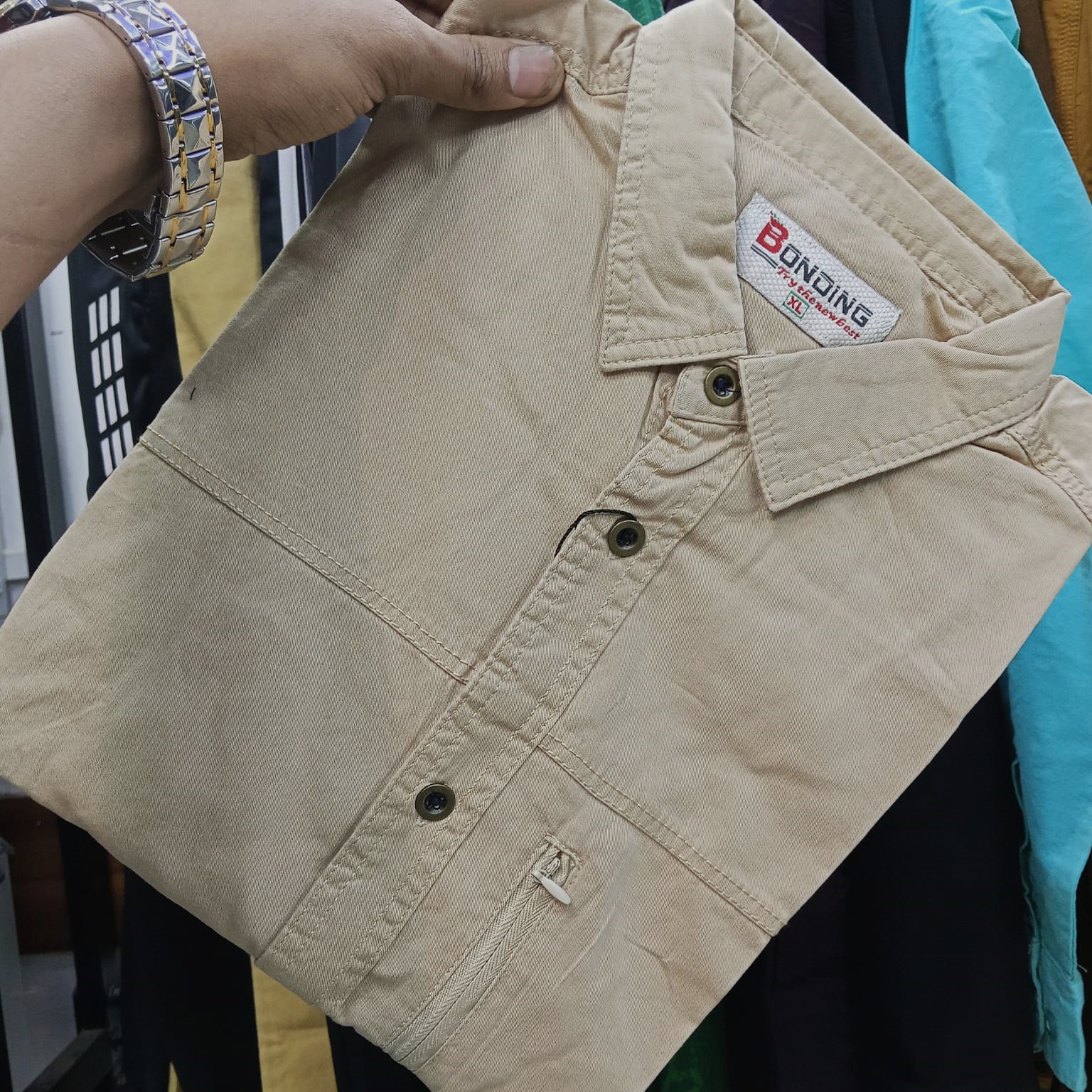 Kaiser কটন স্টাইলিশ ফুল হাতা শার্ট (খাকি)