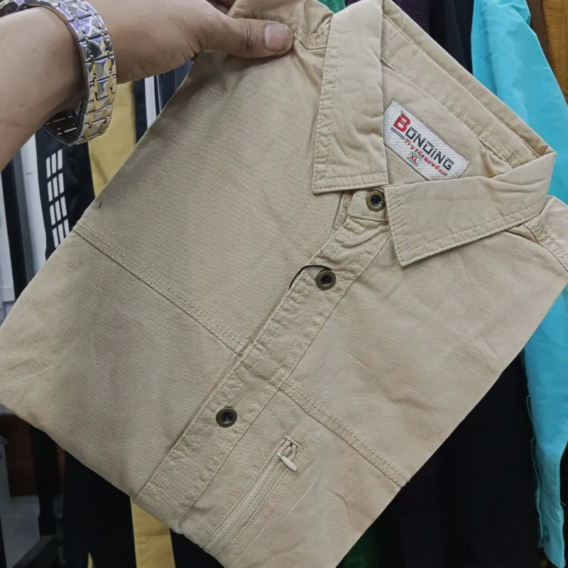 Kaiser কটন স্টাইলিশ ফুল হাতা শার্ট (খাকি)