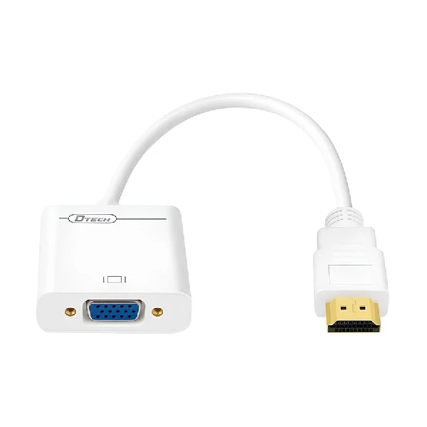 Dtech HDMI Male to VGA Female হোয়াইট কনভার্টার